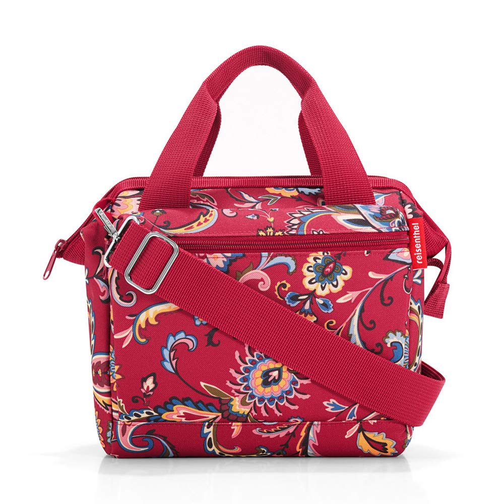 Reisenthel Allrounder Cross Handbag - Structured Cross-body Carryall Bag in Paisley Ruby Print | Stylish & Functional for Work, Travel & Everyday Use