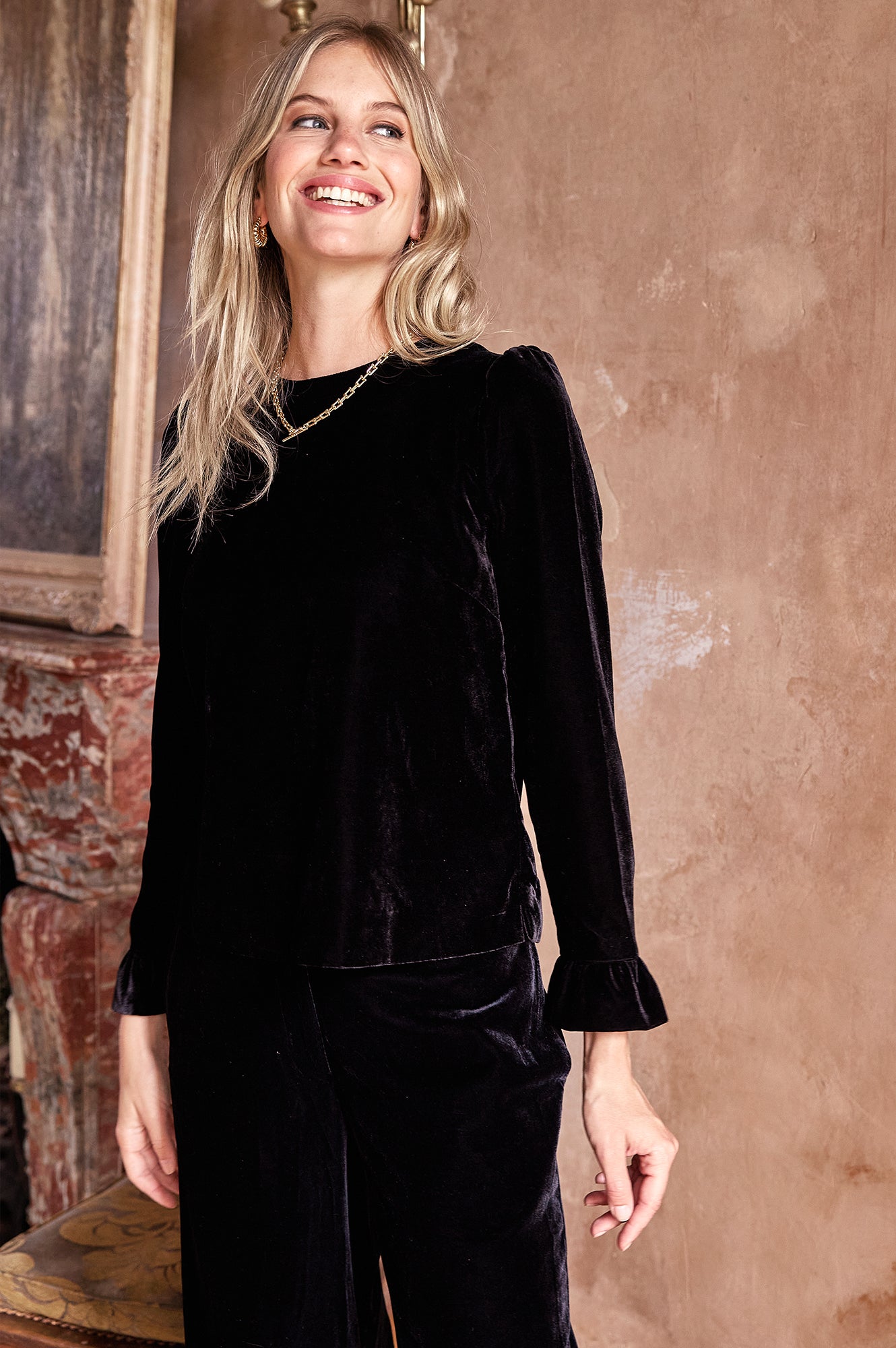 Victoria Velvet Top for Women - Soft & Elegant Black Blouse for Party, Dinner & Date Night