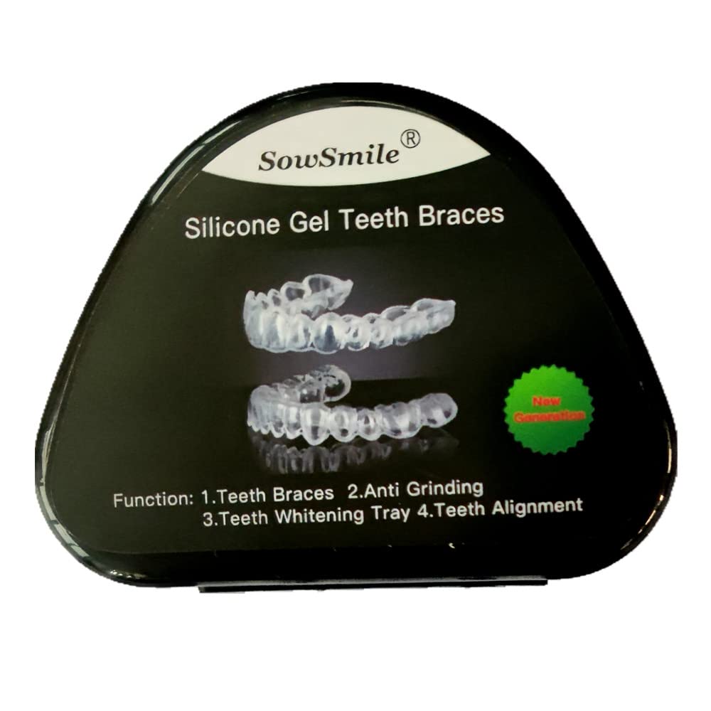 SowSmile Silicone Teeth Whitening Trays - Big Size Upper Dental Night Guard for Teeth Grinding, Bruxism & Braces - Comfortable Anti-Grinding Mouth Guard for Whitening & Oral Protection (Perfect for Night Use & Travel)