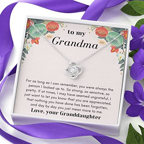 Grandma Necklace - Love Knot Jewelry Gift for Grandmother with Card & Box | Birthday & Special Occasions