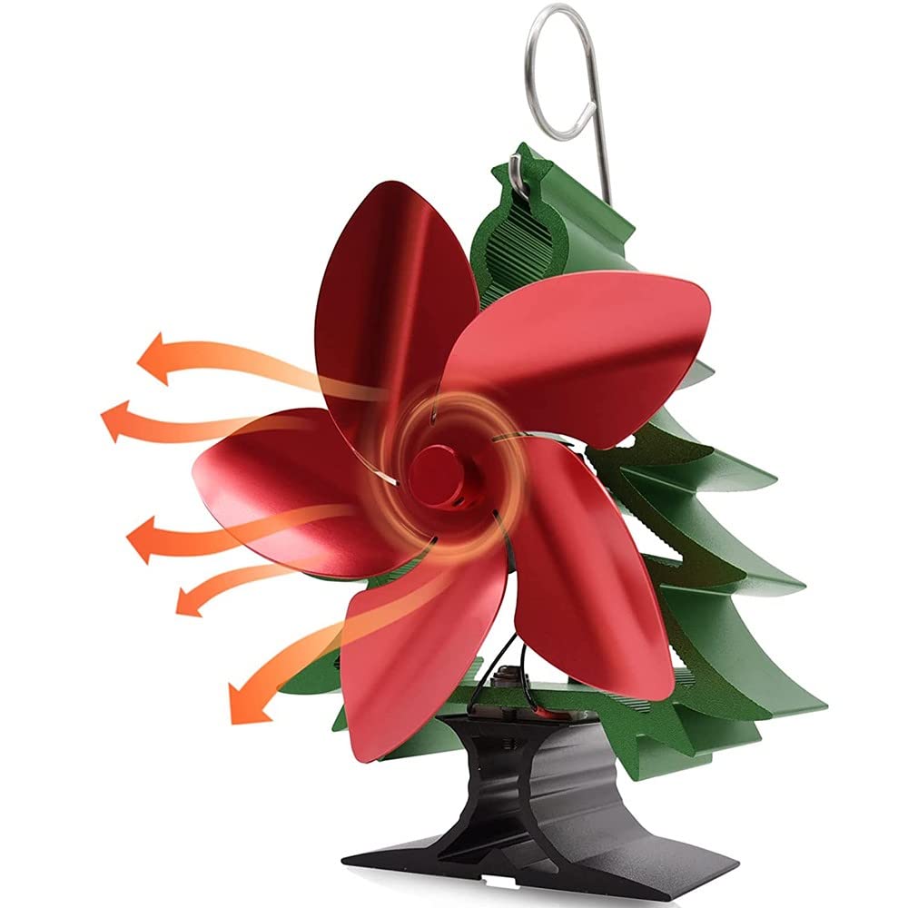 Upgraded Wood Stove Fan - Heat Powered 5-Blade Fireplace Fan with Silent Operation, Christmas Tree Design - Perfect for Wood Burner, Log Burning Fireplace - Ideal for Home Heating, Cabin Warmth & Energy Efficiency