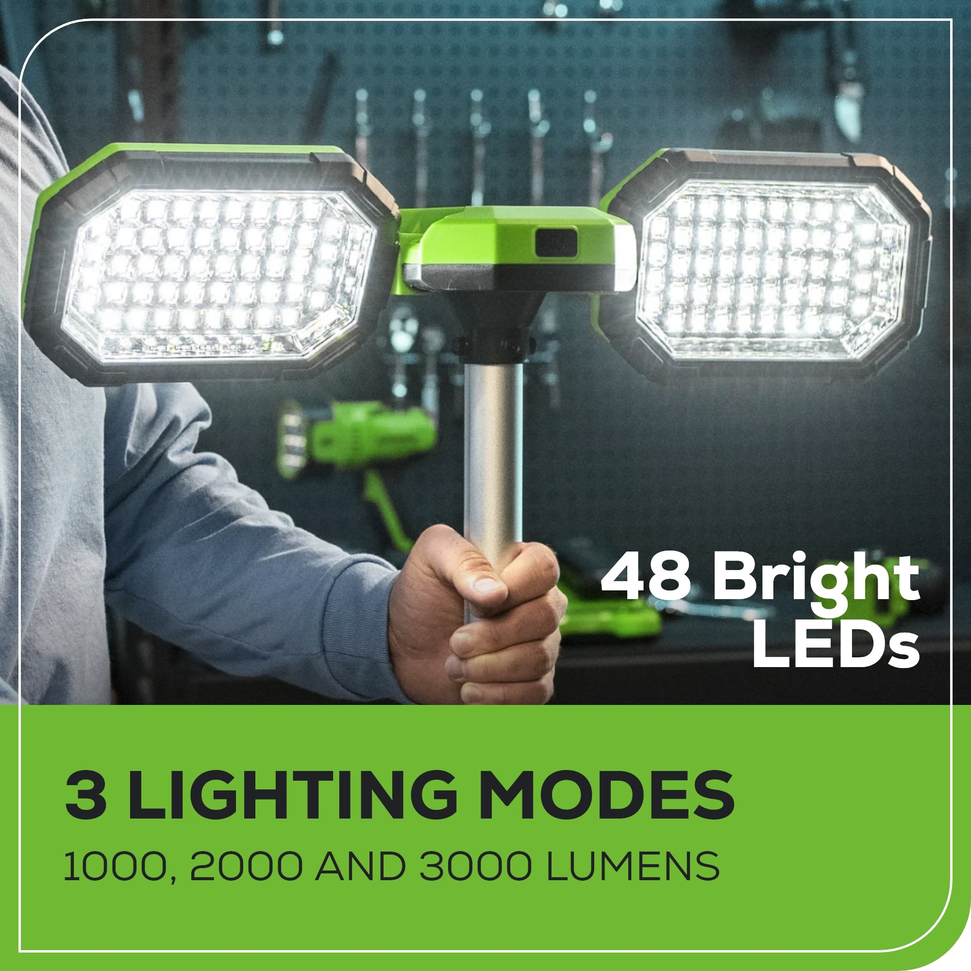 24V Cordless Battery Standing Light (Tool Only) - Bright LED Work Light for Outdoor, Garage, and Construction Use