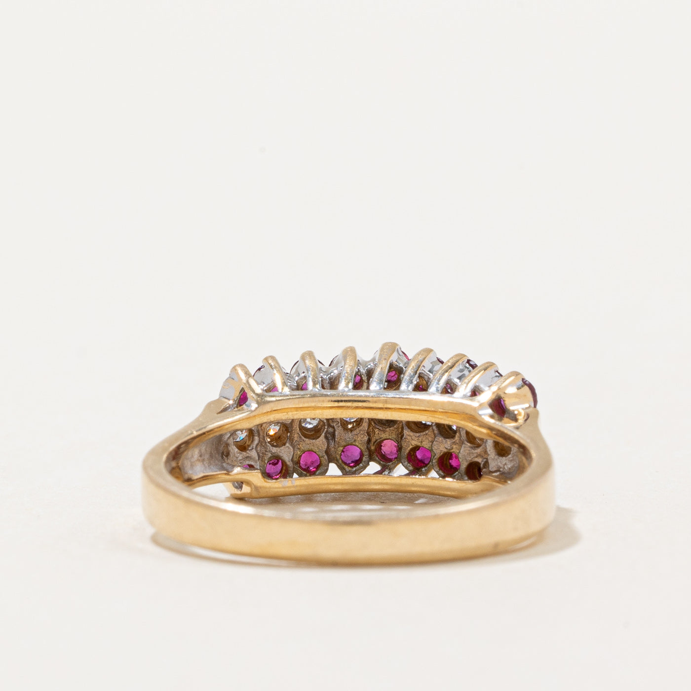 Exquisite Ruby & Diamond Cocktail Ring - 0.55ctw Total Weight, 0.18ctw Diamonds - Size 5.25 - Elegant Statement Jewelry for Evening Parties, Weddings & Special Occasions