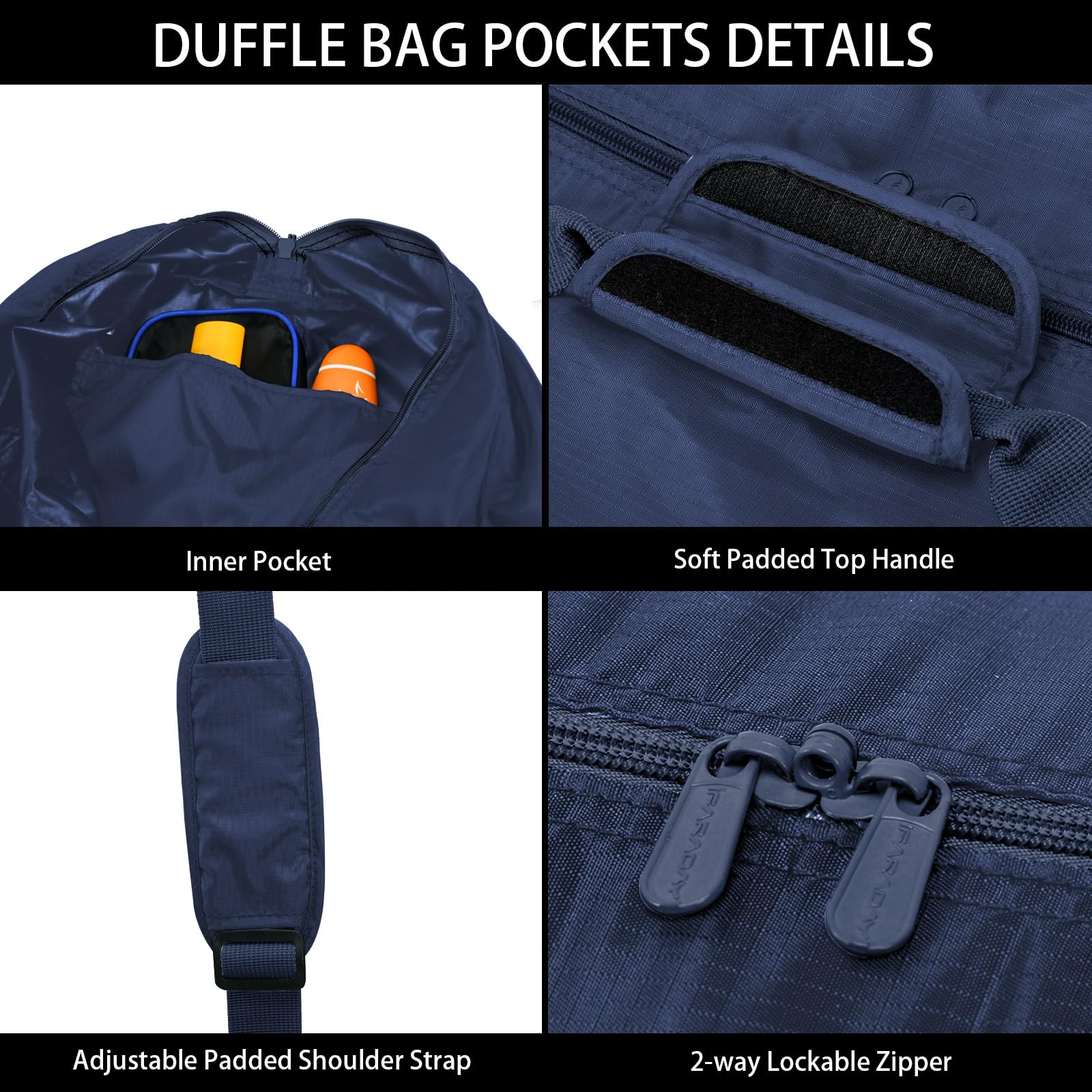 105L Extra Large Duffel Bag 32.5 Inch Lightweight Travel Luggage Bag for Gym, Camping & Sports - Navy Blue Waterproof Duffle with Shoulder Strap - Perfect for Weekend Trips & Outdoor Adventures