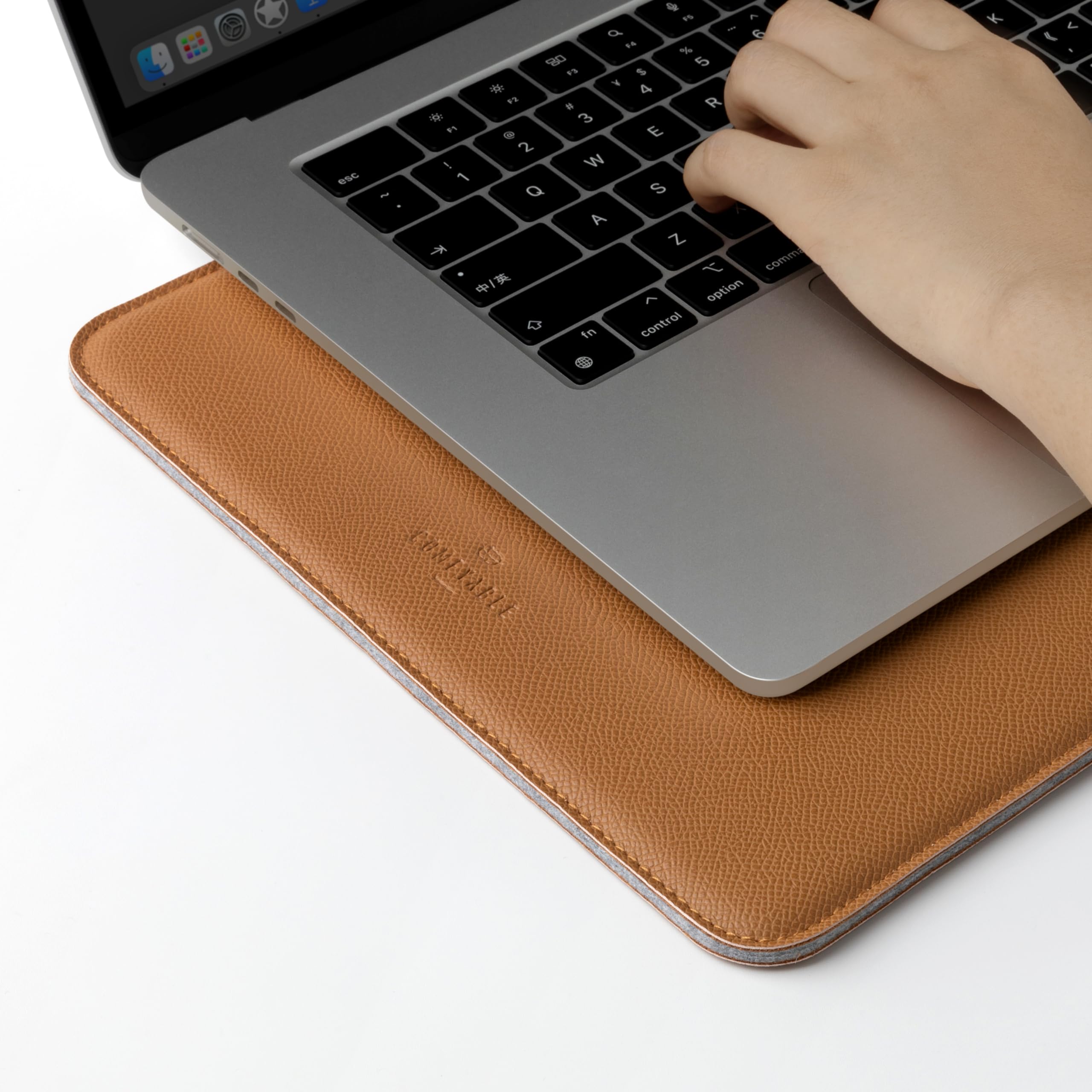 Premium Faux Leather Laptop Sleeve for MacBook Pro 14-inch (M3/M2 Pro/Max 2023) & 13-inch MacBook Pro/Air - Earthy Brown Protective Case | Perfect for Office, Travel & School Use