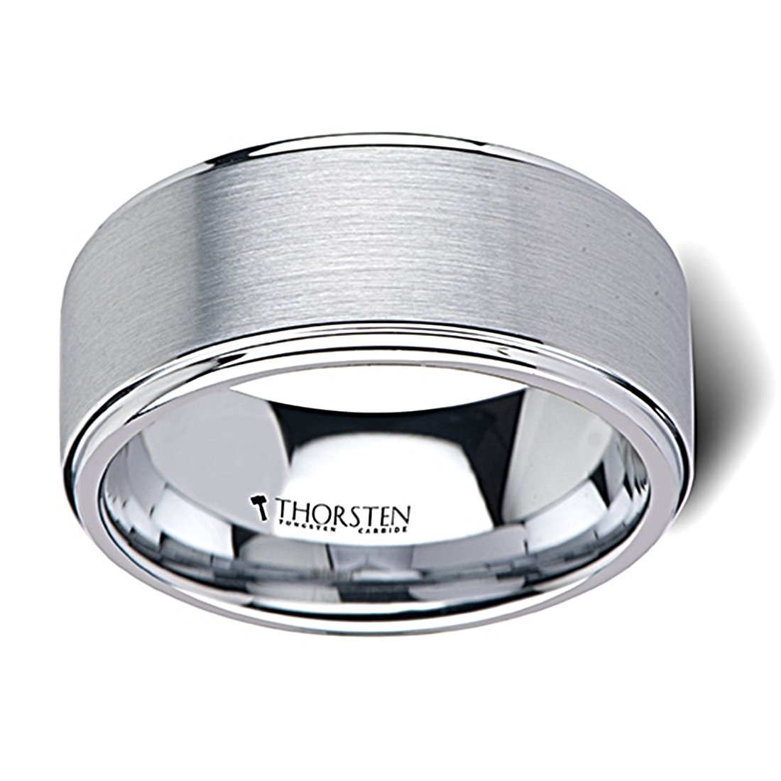 OPTIMUS 10mm Wide Tungsten Wedding Band - Brushed Finish with Polished Edge & Raised Center - Durable & Scratch-Resistant Ring for Men - Perfect for Engagements, Anniversaries, and Everyday Wear