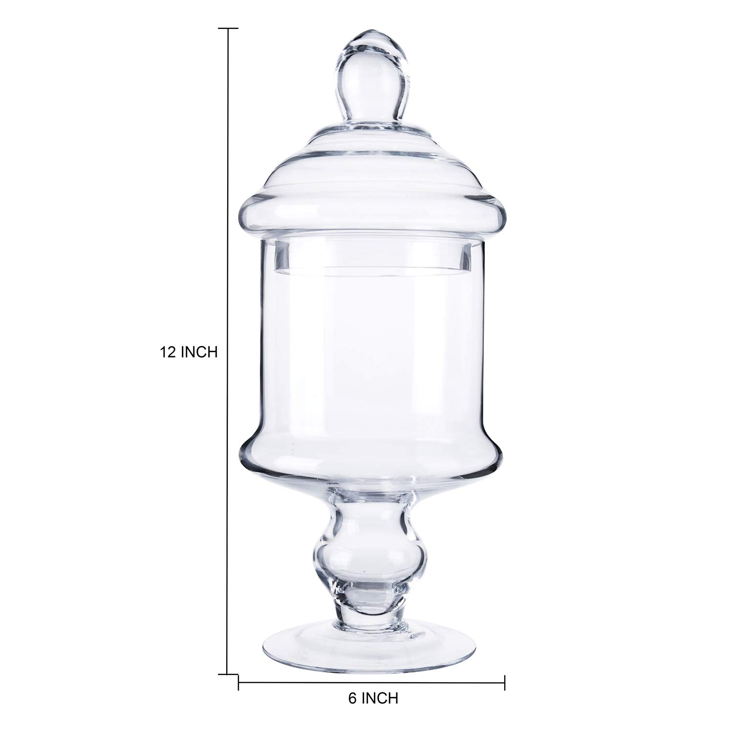 Elegant Diamond Star Apothecary Glass Candy Jar with Lid - 12