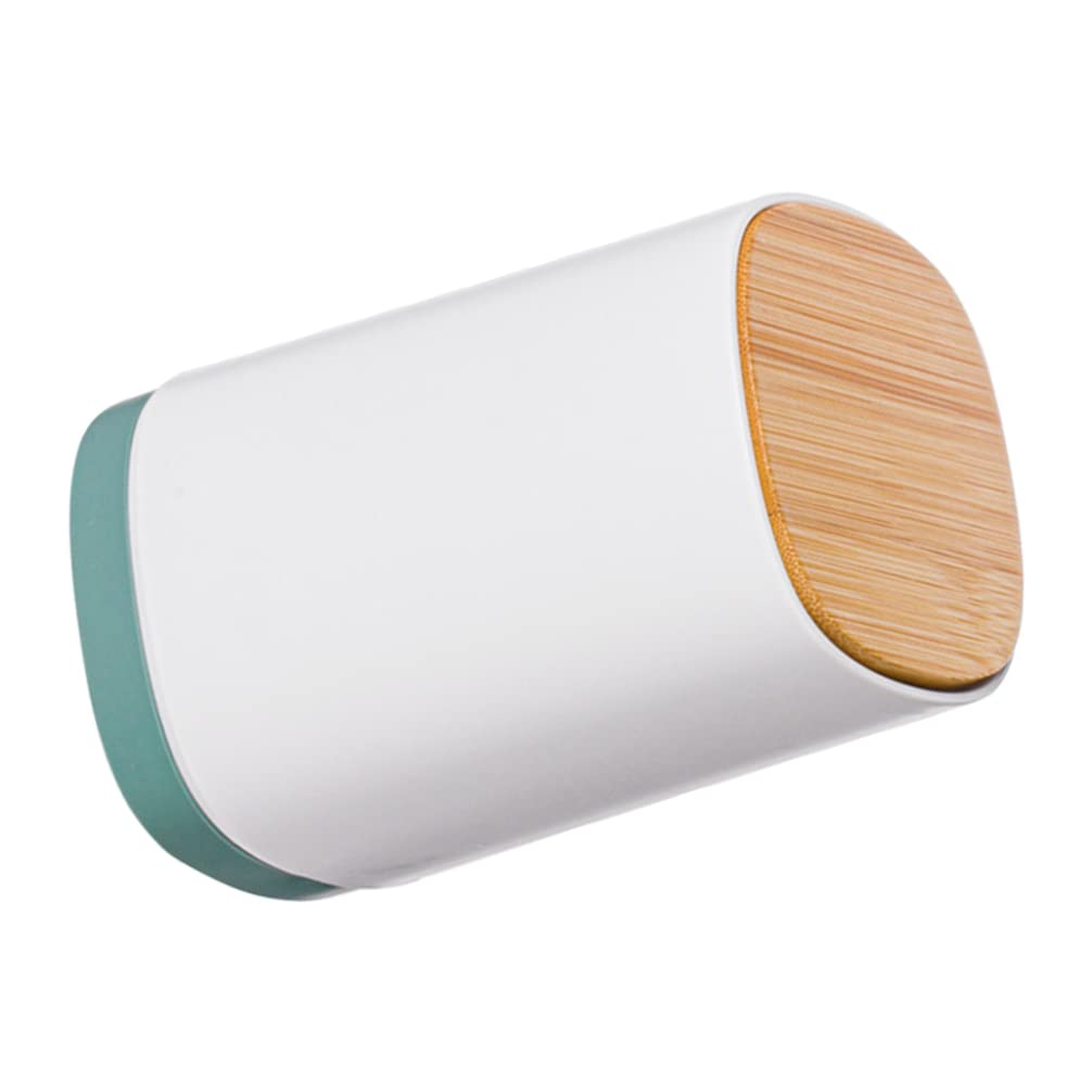 HEMOTON Toothpick Dispenser Holder - Press-Type Toothpick Jar for Teeth Cleaning, Makeup Cotton Swab Organizer with Simple Compartment Design (Green) | Perfect for Kitchen, Bathroom & Travel Essentials Storage