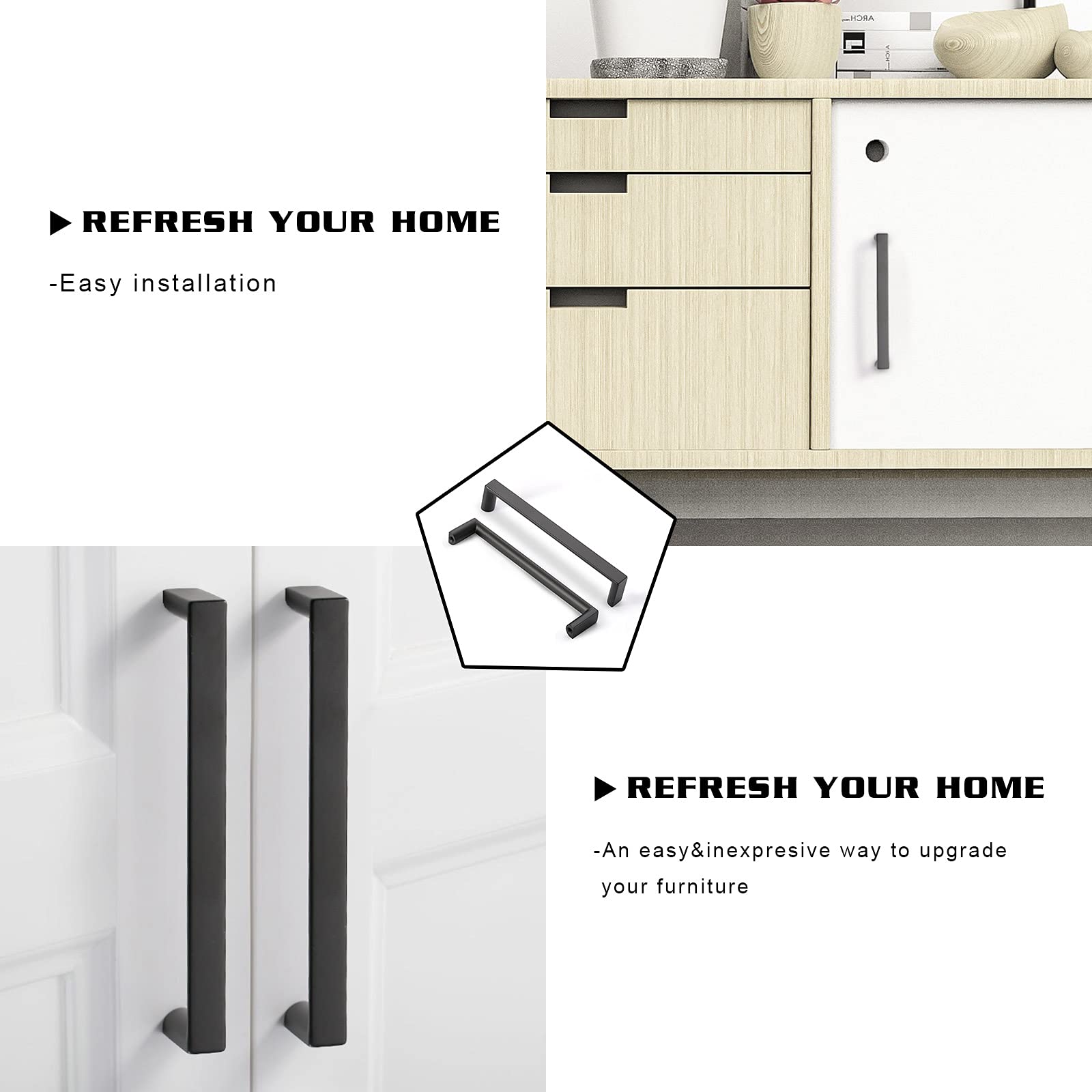 10 Pack 5 Inch (128mm) Matte Black Cabinet Handles - Heavy Duty Kitchen Cabinet Pulls & Drawer Handles for Dresser, Cupboard, Wardrobe - Perfect for Home, Office & Commercial Use