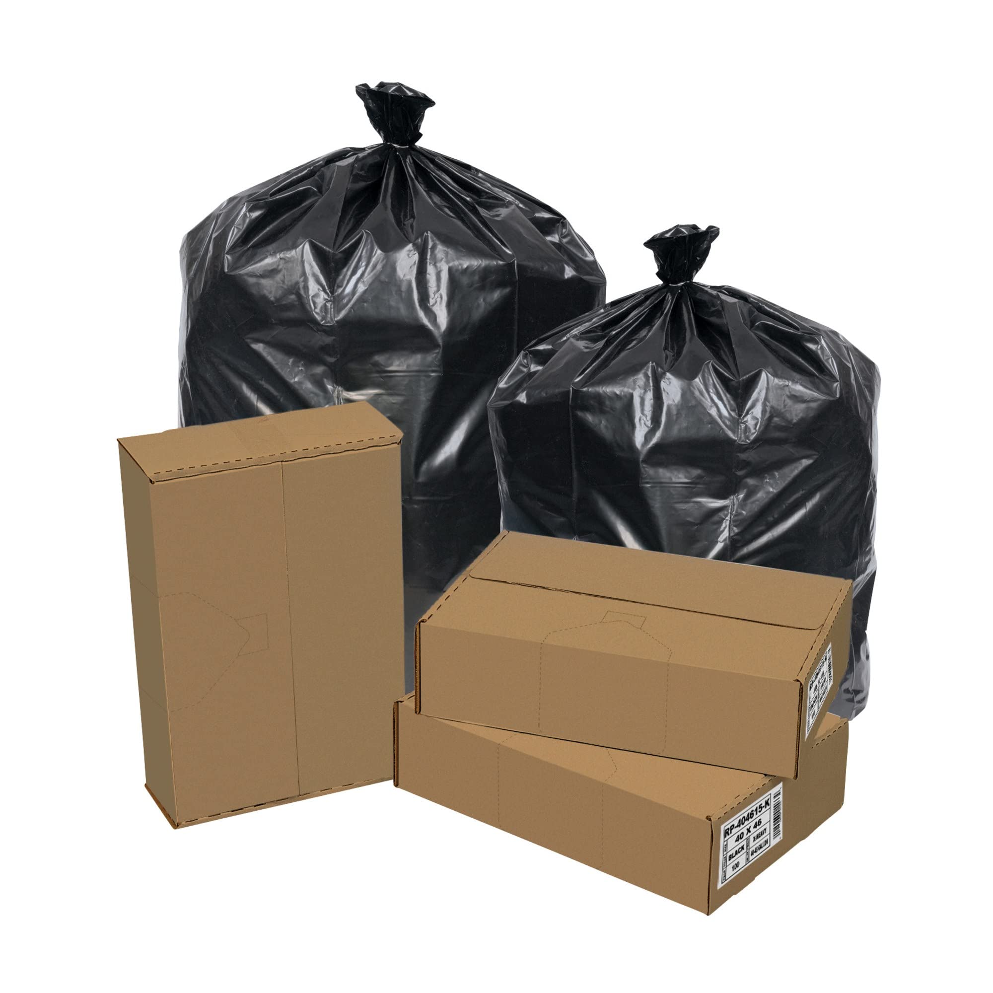 40 Gallon Black Trash Can Liners - Pack of 100 Heavy Duty Garbage Bags for Kitchen, Office & Outdoor Waste Disposal