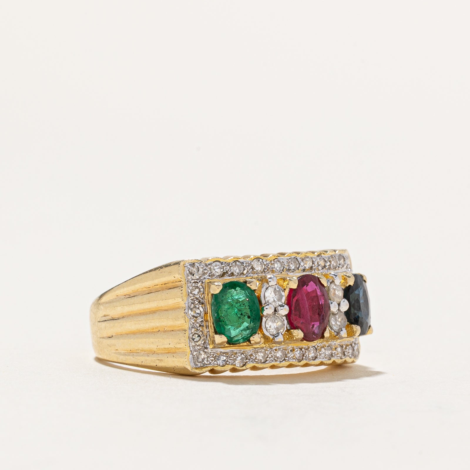 1.20ctw Multi Gemstone & Diamond Ring with 0.30ctw Diamonds - Size 8.5 | Elegant Jewelry for Weddings, Anniversaries & Special Occasions
