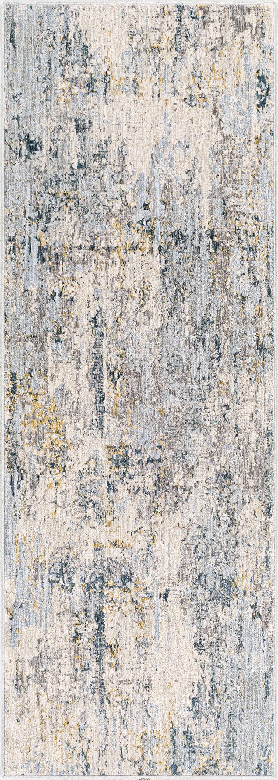 Hauteloom Modern Midfield Area Rug for Living Room & Bedroom - Soft Round Carpet in Gray, Beige, Blue - 5'3