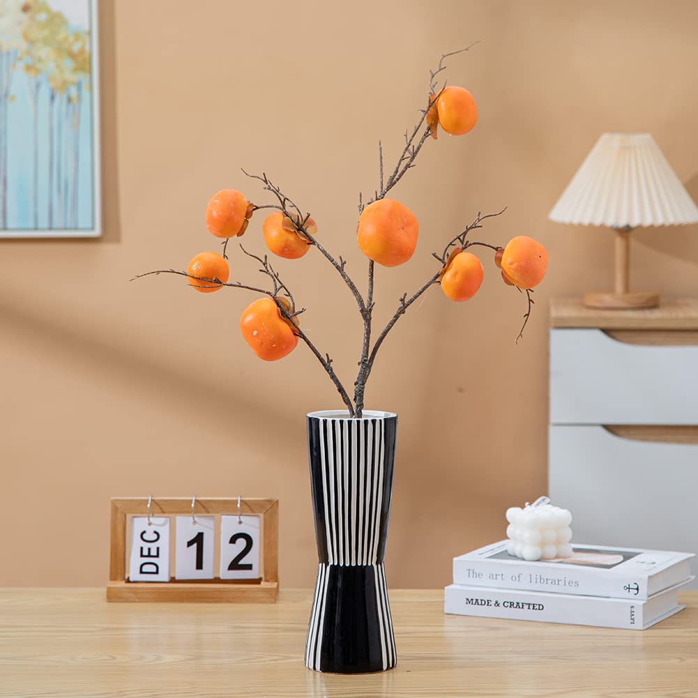 Modern Black and White Ceramic Vase - Elegant Porcelain Home Decor for Living Room, Bedroom & Office Centerpiece