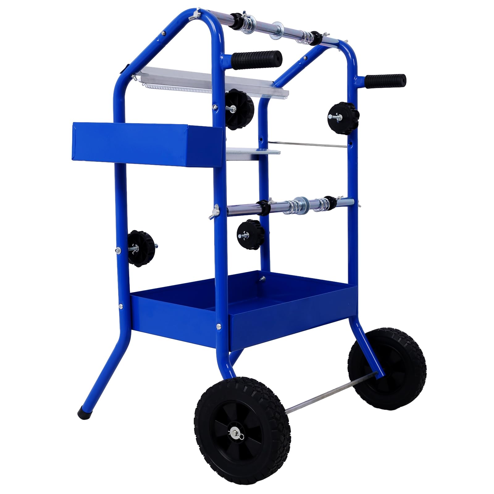 18-Inch Mobile Masking Paper Dispenser with Storage Trays - Multi-Roll Paper Tape Stand for Auto Body Paint & Repair Shops | Indoor & Outdoor Tool Organizer (Blue) | Perfect for Automotive Workshops, DIY Projects & Home Improvement