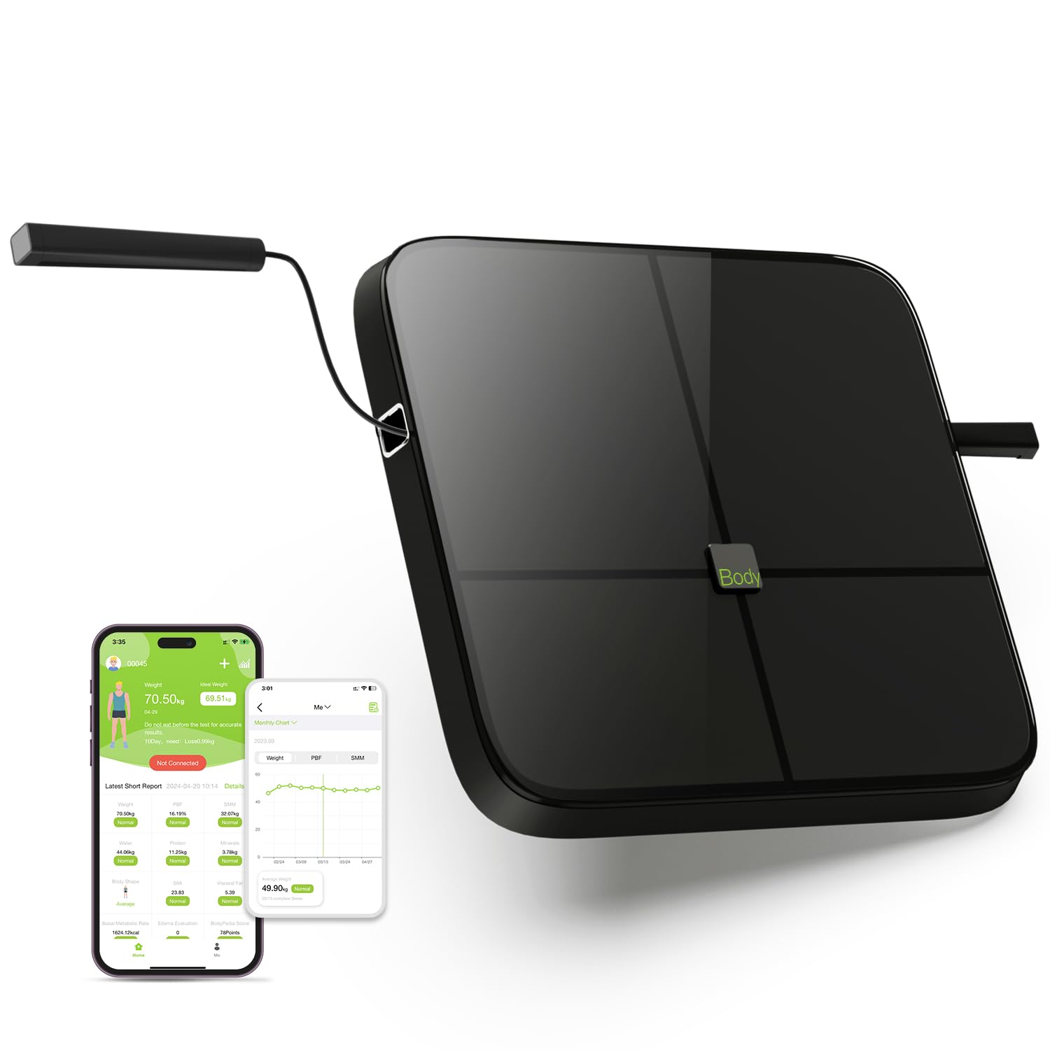BodyPedia Smart Body Composition Scale - 8-Electrode Professional BMI & Bioimpedance Analyzer with Handheld Device | Tracks 40+ Metrics Like Body Fat%, Muscle Mass | Syncs with Apple Health | Perfect for Home Gym, Weight Loss & Fitness Tracking
