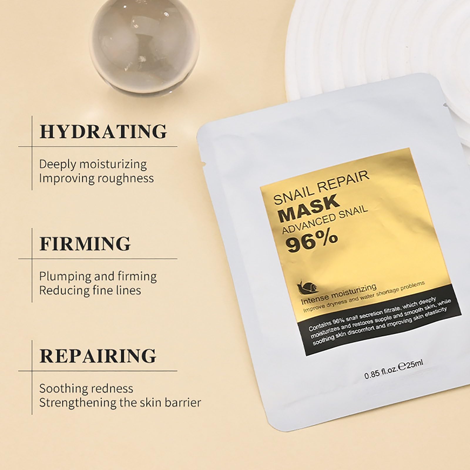 Premium Snail Mucin Sheet Mask - Hydrating & Anti-Aging Facial Mask with Snail Secretion Filtrate | Korean Skincare for Youthful Glow | Reduces Wrinkles & Fine Lines | Perfect for Night Routine, Spa Day & Travel Skincare (1pc)