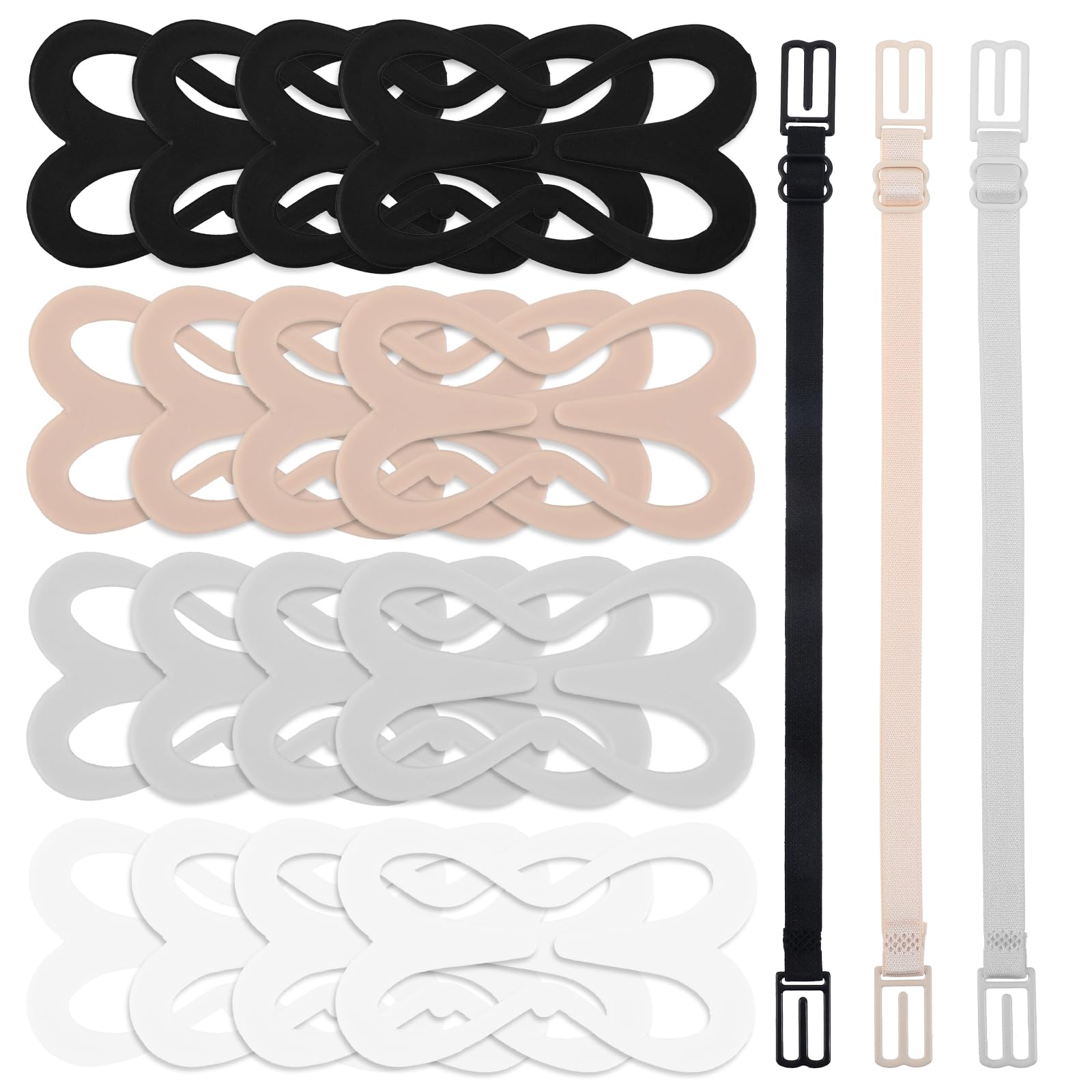 15 Pcs Bra Strap Clips for Women - Racerback Converters, Anti-Slip Elastic Bra Strap Holders to Hide Shoulder Straps | Perfect for Tank Tops, Dresses & Backless Outfits