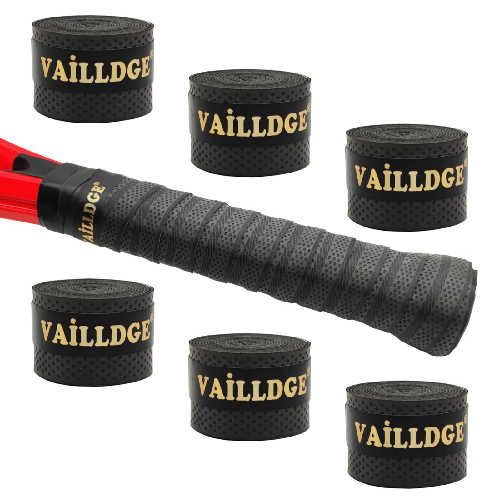 Vailldge Tennis Racket Grip Tape - Anti-Slip Overgrip with Pattern Dots for Enhanced Sweat Absorption, Ideal for Tennis, Squash, Badminton, Baseball Bat, and Pingpong Paddle