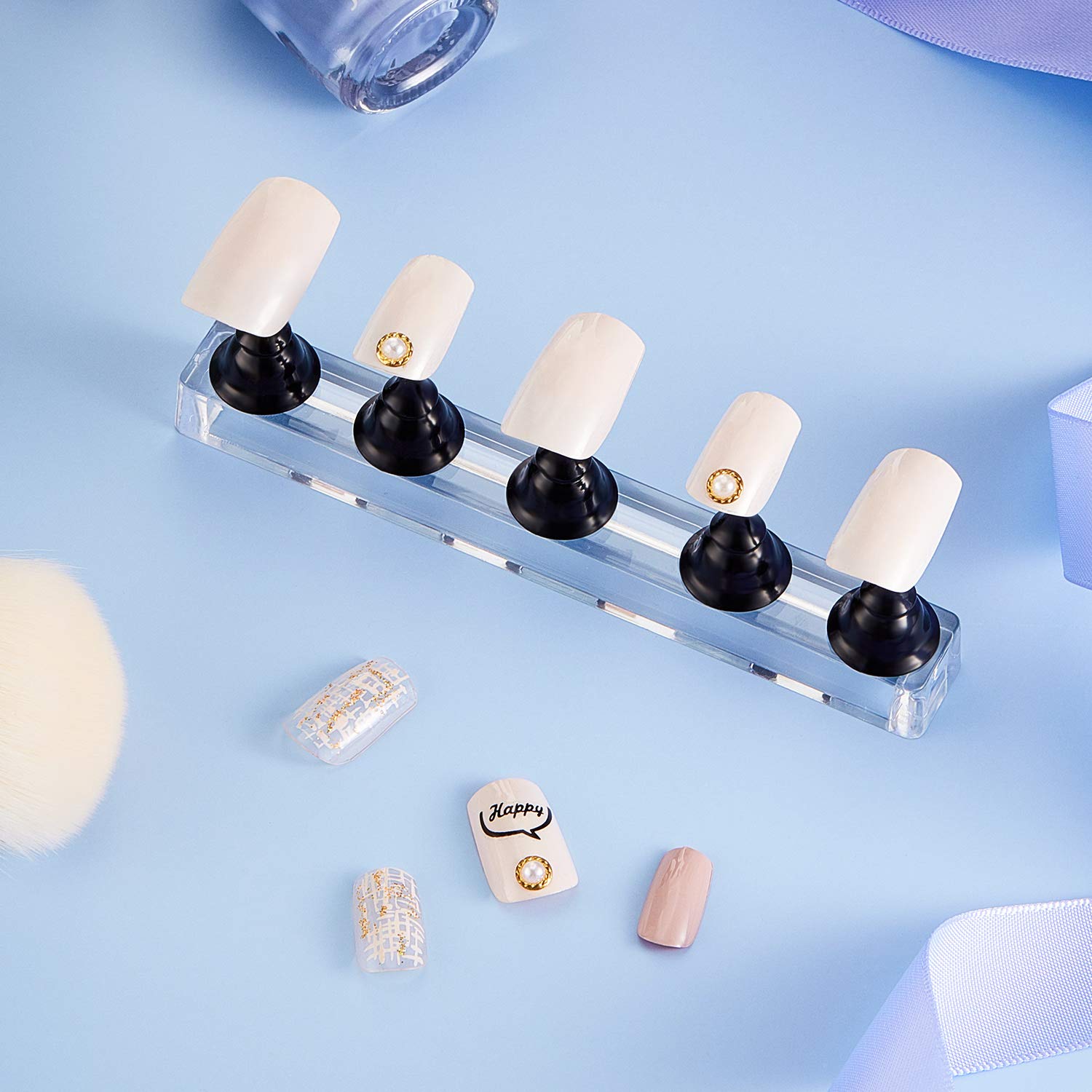 4 Sets Black Acrylic Nail Display Stand - Magnetic Nail Tip Holder for Manicure Practice, DIY Nail Art & False Nail Application - Perfect for Salon, Home Use & Nail Art Training