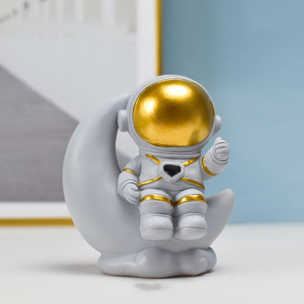Modern Astronaut Sculpture - Resin Spaceman Statue Figurine for Desktop, Bedroom & Home Decor | Unique Gift for Space Enthusiasts | Perfect for Office Desk, Bookshelf & Nightstand Display