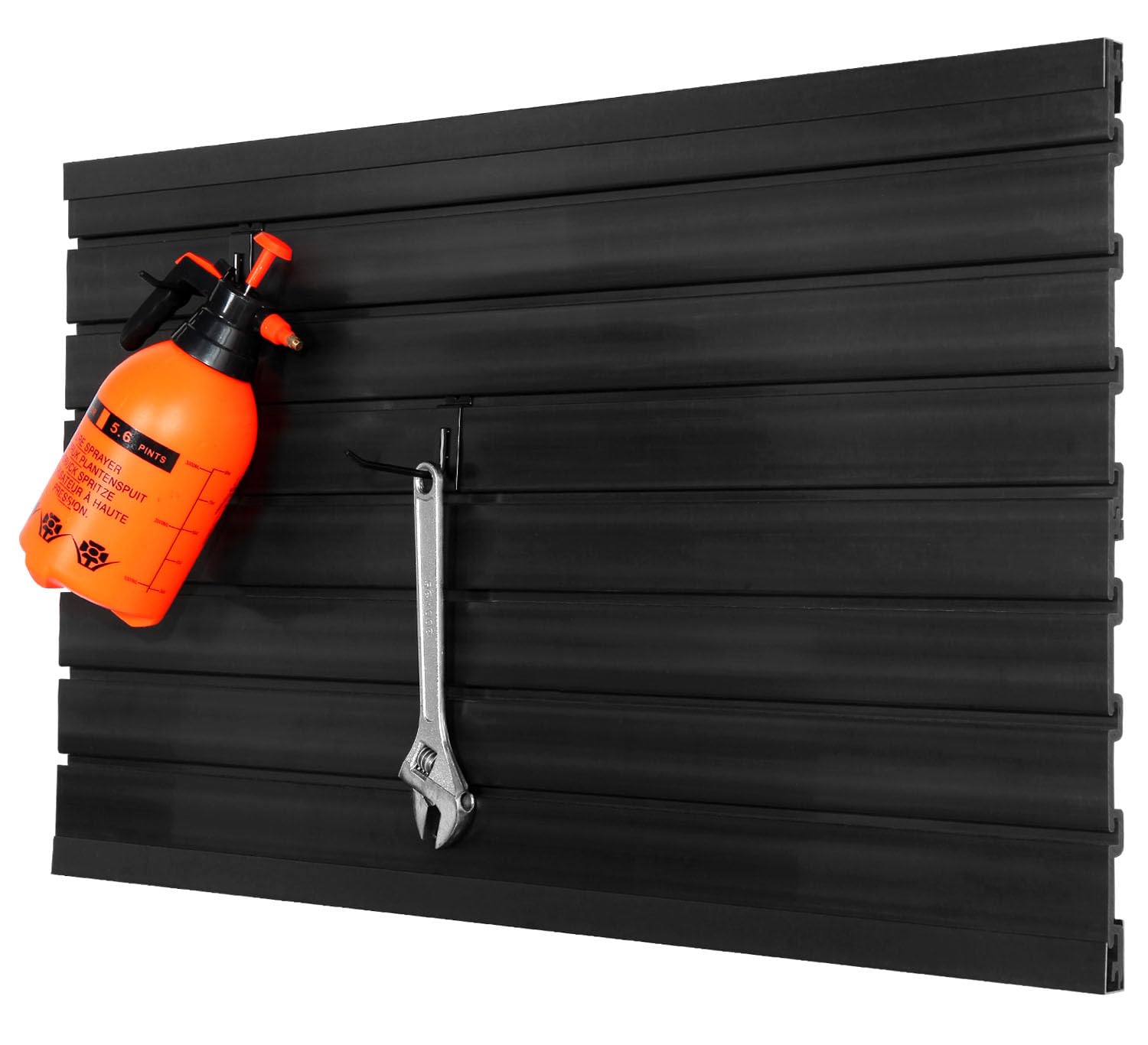 Heavy Duty PVC Slatwall Panel - 4 x 2 ft Black Garage Wall Organizer with Interlocking System | Wall Mounted Tool Storage Rack for Garage, Workshop, Retail Display & Home Organization
