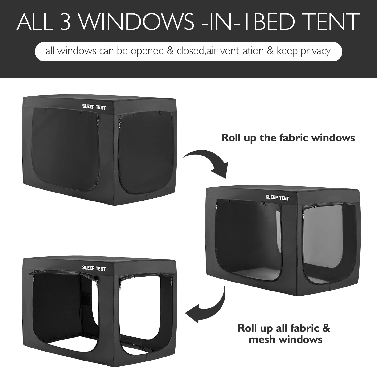 BORNA Full Size Bed Tent Canopy for Adults & Kids - Portable Sleeping Tent with 3 Doors, Breathable Privacy Space for Indoor Use | Perfect for Camping, Sleepovers & Cozy Bedroom Retreats (Mattress Not Included)