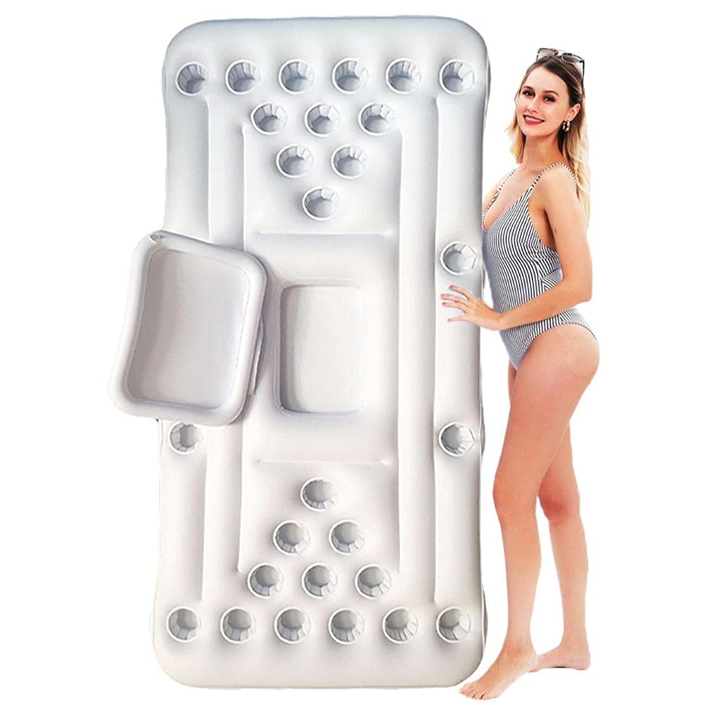 Chrees Inflatable Pool Float with 28 Cup Holders - Floating Beer Pong Table, Air Mattress for Pool Party, Lake & Beach Day Drinks