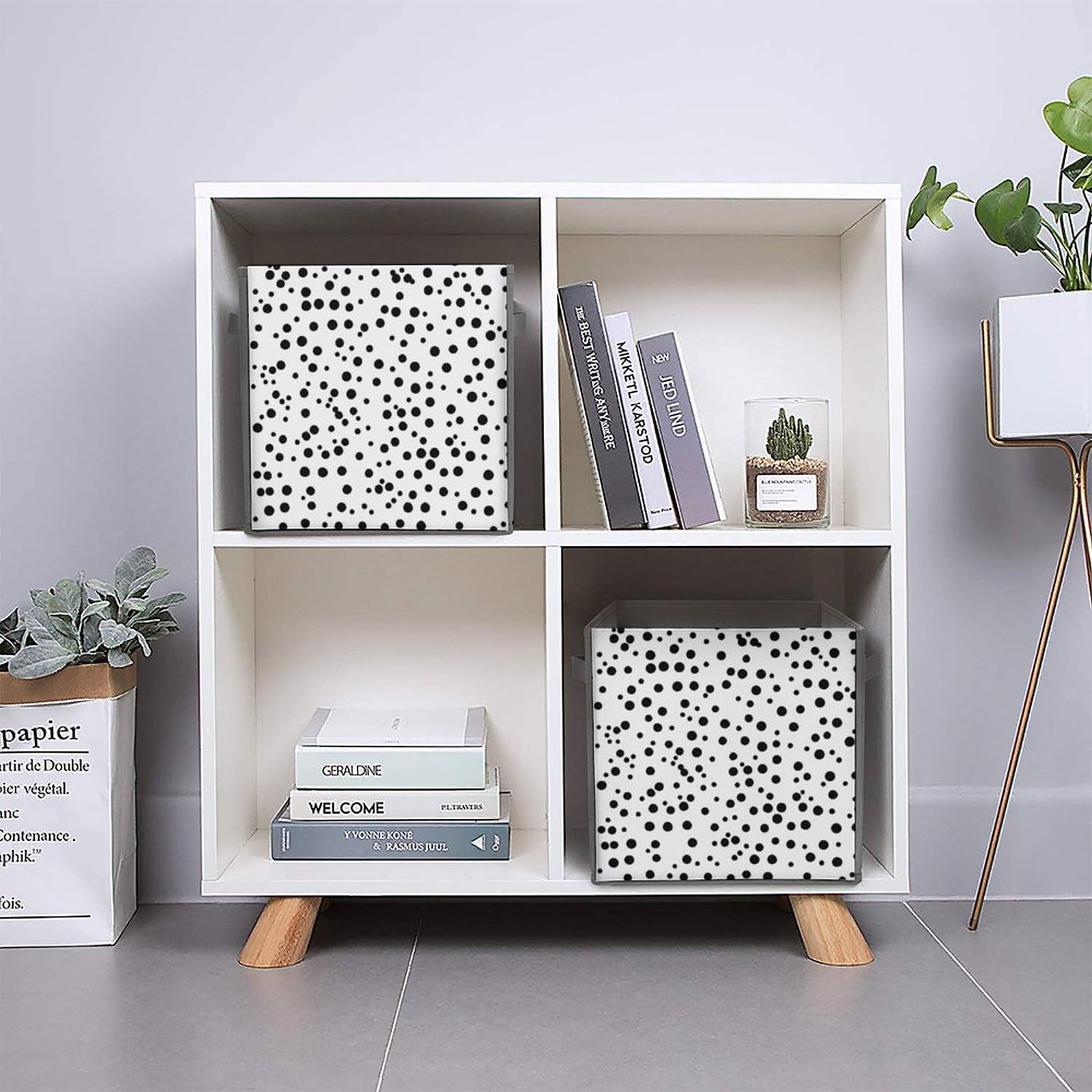 Black and White Polka Dot Storage Baskets - 2 Pack Fabric Storage Bins for Home Organization | Perfect for Closet, Nursery, and Laundry Room Storage