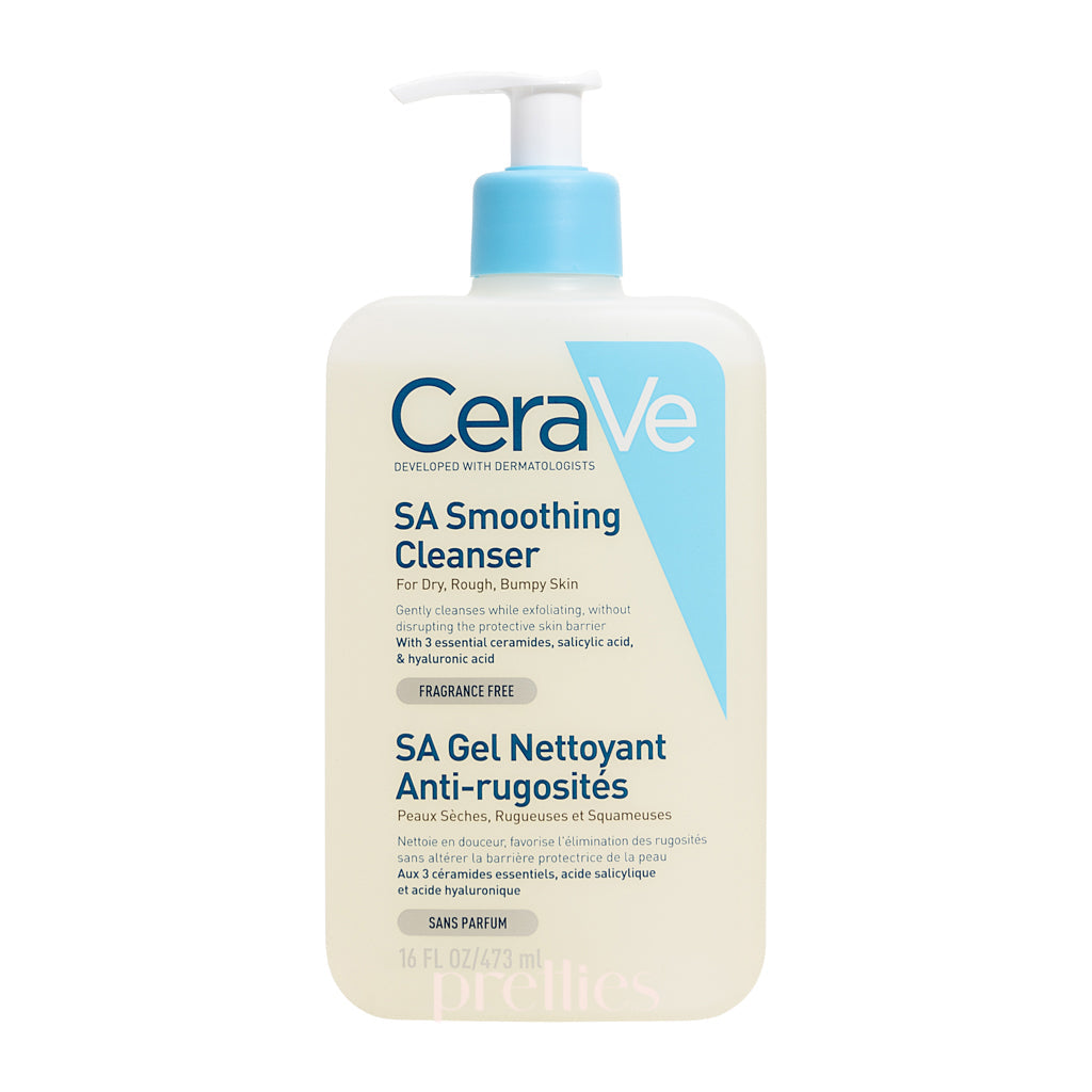 CeraVe SA Smoothing Cleanser 16oz for Dry & Rough Skin - Exfoliating Face Wash with Salicylic Acid & Hyaluronic Acid - Gentle Daily Cleanser for Smooth & Hydrated Skin - Perfect for Acne-Prone & Sensitive Skin Types