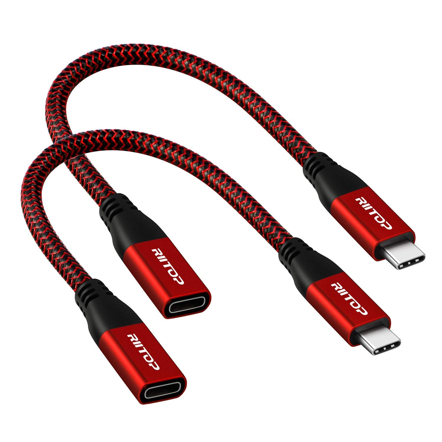 RIITOP USB 3.0 & 3.1 Extension Cables Combo Pack - 1Ft & 7.8inch High-Speed Data Transfer Cables (2-Pack Each) - Perfect for Laptop, PC, Printer, Hard Drive & Gaming Setup