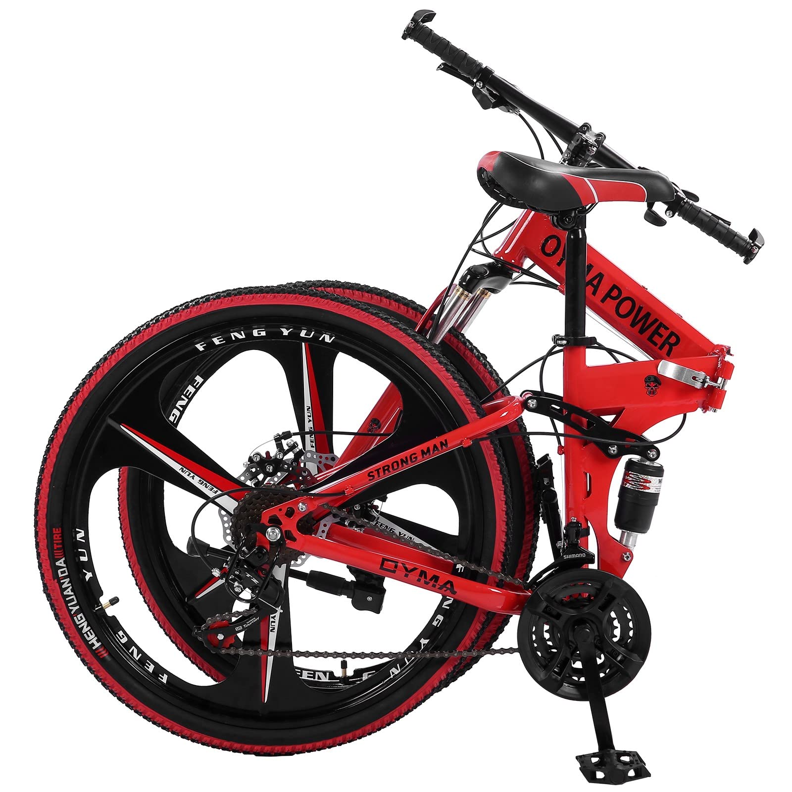 Kenxen 26 Inch 21-Speed Full Suspension Mountain Bike for Adults - Foldable MTB with Disc Brakes & Non-Slip Tires - Perfect for Trail Riding, Commuting & Outdoor Adventures