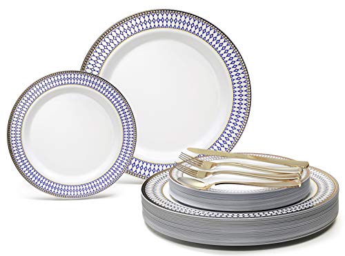 B. Odyssey White / Blue & Gold, Gold Silverware