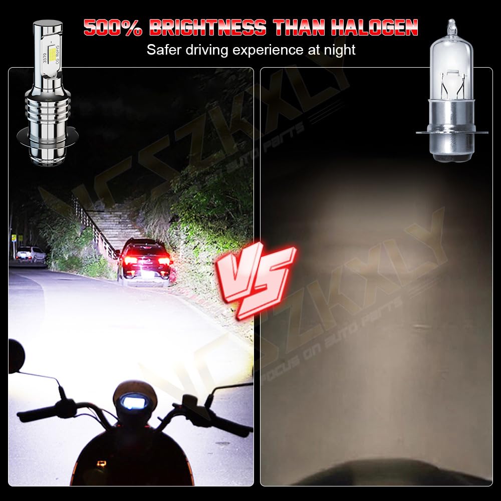 Yamaha Raptor 350 660R 700 700R Headlight Bulbs Replacement - P15D H6 H6M Fog Light Bulbs 12000 Lumens 6000K White 55W - Plug and Play 2-Pack - Perfect for Off-Roading & Night Riding
