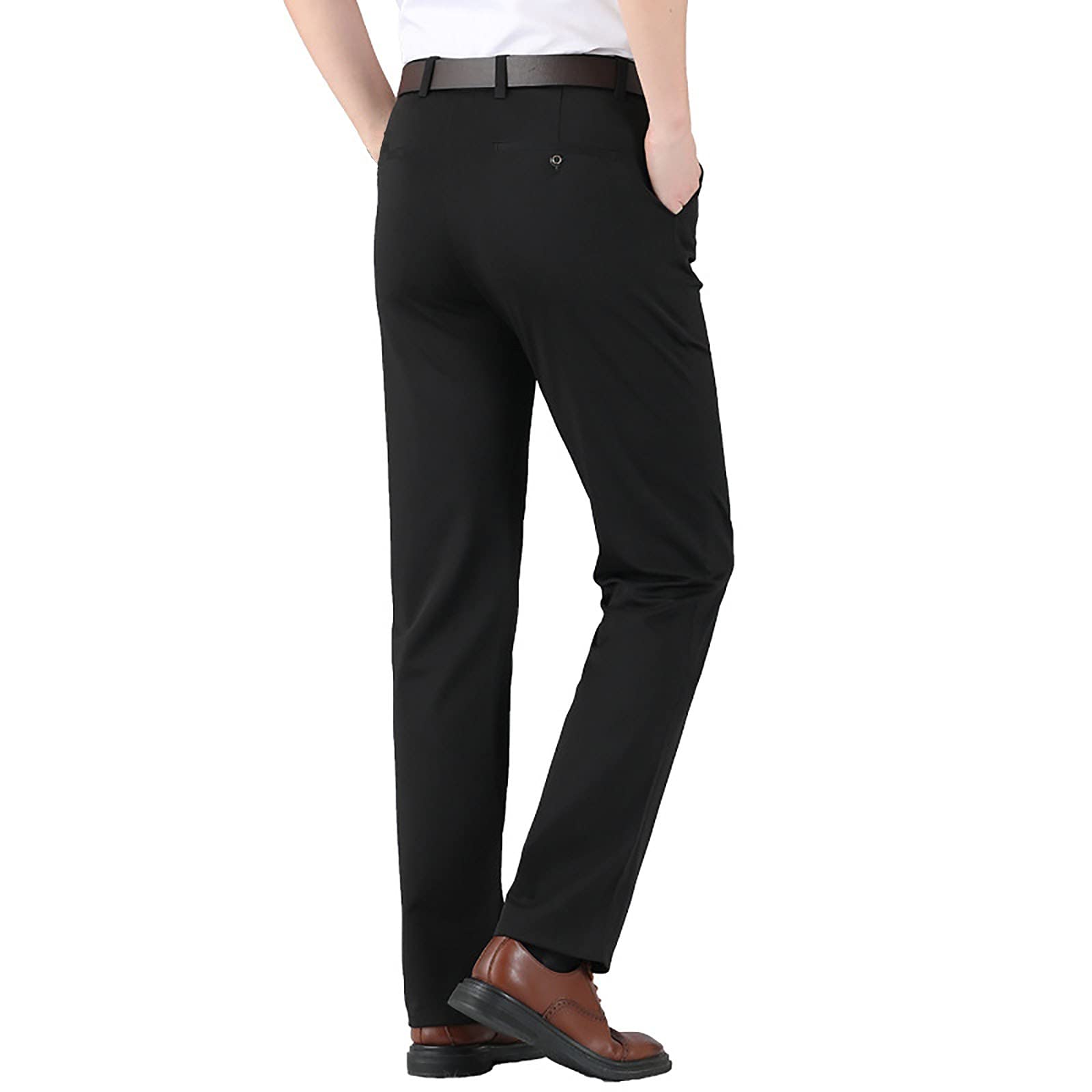 OSTELY Men's Slim Fit Stretch Business Casual Pants - Thin, High Waist, Solid Color for Office, Travel & Everyday Wear