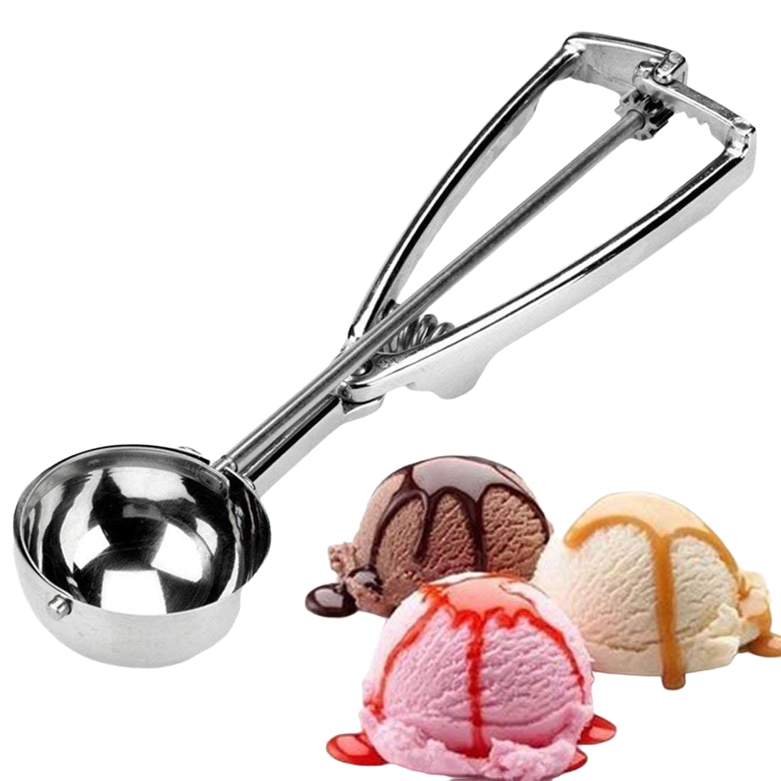 Stainless Steel Ice Cream Scooper with Trigger Release - Multi-Use Cookie Dough Scoop - Medium Size (1pc) - Perfect for Ice Cream Parlors, Bakeries & Home Kitchen Use