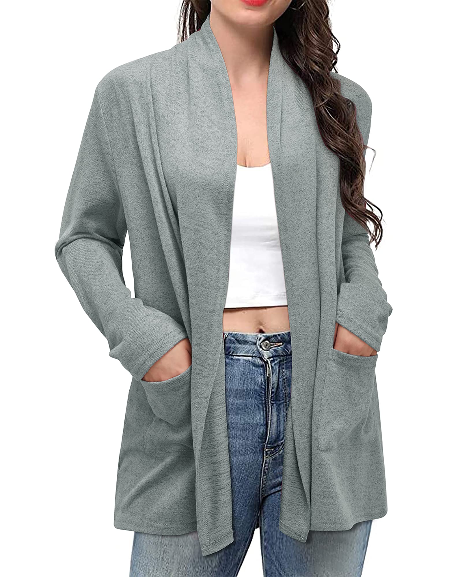 ULTRANICE Women's Lightweight Long Sleeve Cardigan Sweater with Pockets - 2025 Spring Casual Fashion Top for Work, Travel & Layering Outfits