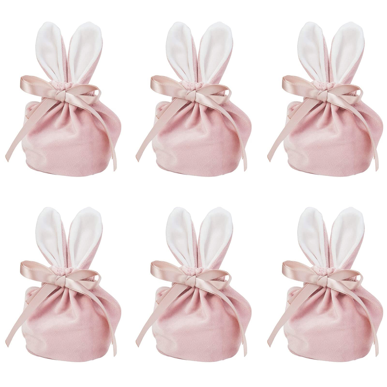 10 Pack Pink Velvet Drawstring Bags with Bunny Ears - Small Jewelry Pouches & Candy Gift Bags for Weddings, Birthday Parties, Baby Showers & Special Events - Perfect for Party Favors, Bridesmaid Gifts & Holiday Treats