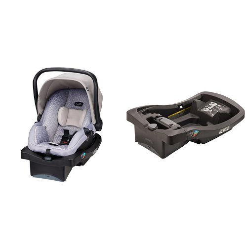 Evenflo LiteMax 35 Infant Car Seat with Base - Lightweight, Safe & Comfortable Baby Car Seat for Newborns to 35 lbs | Perfect for Travel, Daily Commute & Family Outings | Black Riverstone Design