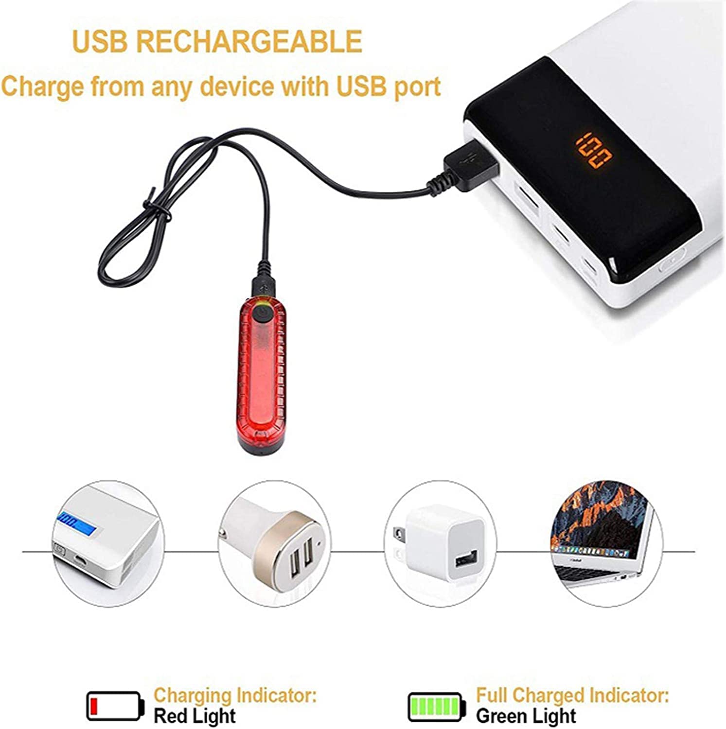 JYYBN 2 Pack USB Rechargeable Smart Bike Tail Light - Ultra Bright LED Bicycle Safety Light with 4 Flash Modes, Waterproof Cycling Accessories for Night Riding & Commuting | Perfect for Road Bikes, Mountain Bikes & Urban Cycling