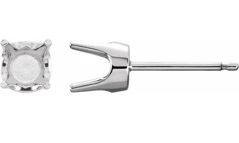 14K Solid Gold 1.3mm 6.5mm Round 4 Prong Earring Settings - Yellow, White or Rose Gold (Set of 2) | Perfect for Diamond Studs, Gemstone Jewelry Making & DIY Earring Designs
