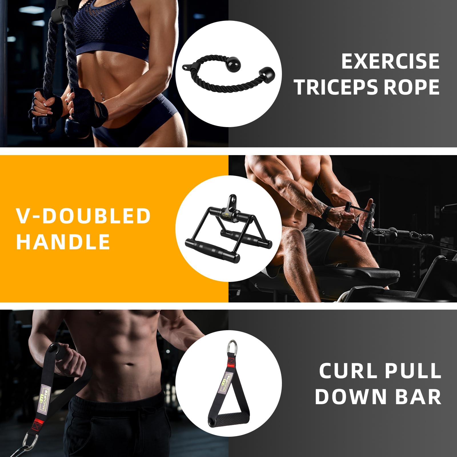 Durable LAT Pulldown & Tricep Pull Down Attachments for Home Gym Equipment | Heavy-Duty Cable Machine Accessories | Perfect for Strength Training & Muscle Building Workouts