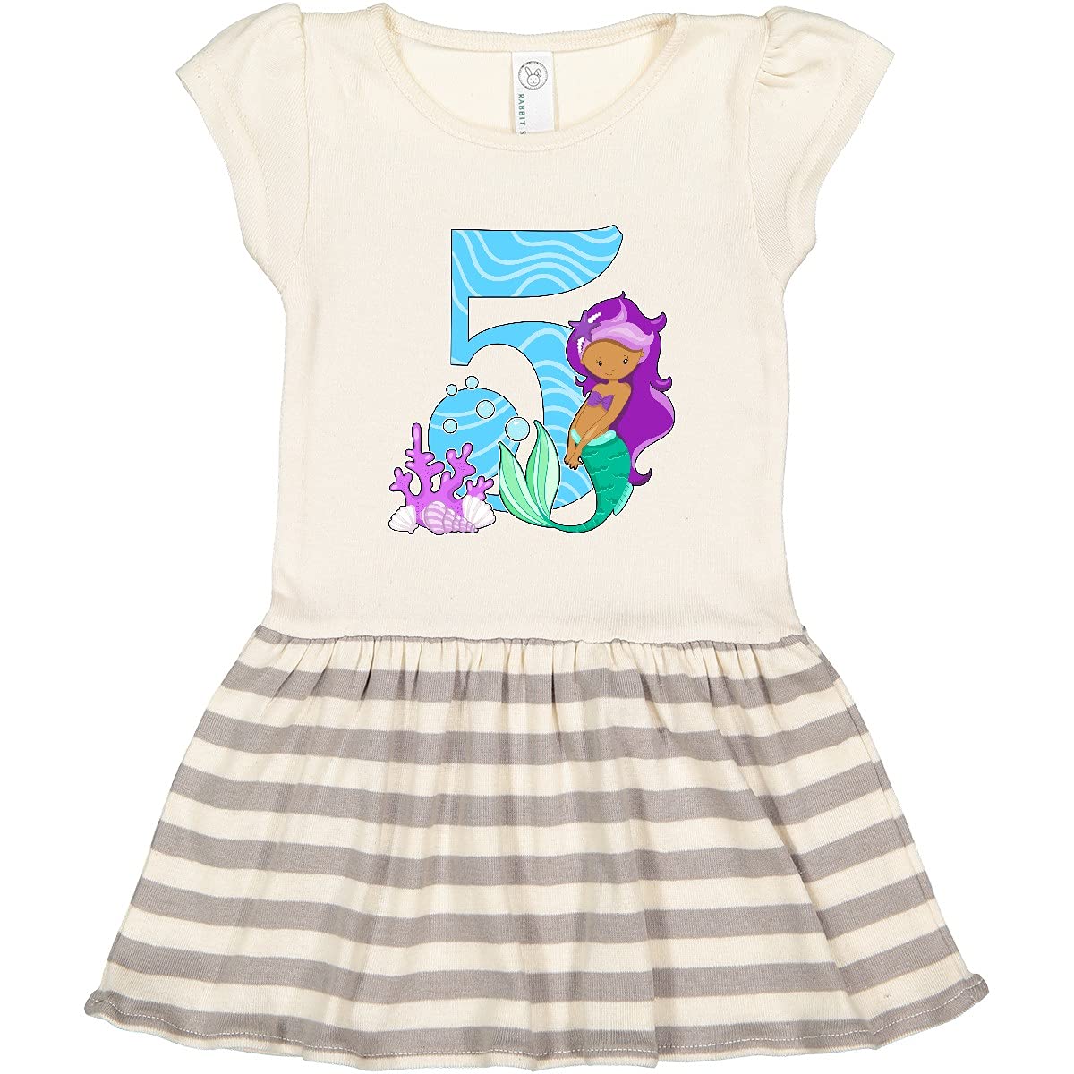 Inktastic Fifth Birthday Mermaid Toddler Dress - Cute Girls' Outfit for Birthday Party, Beach Vacation & Photo Shoots
