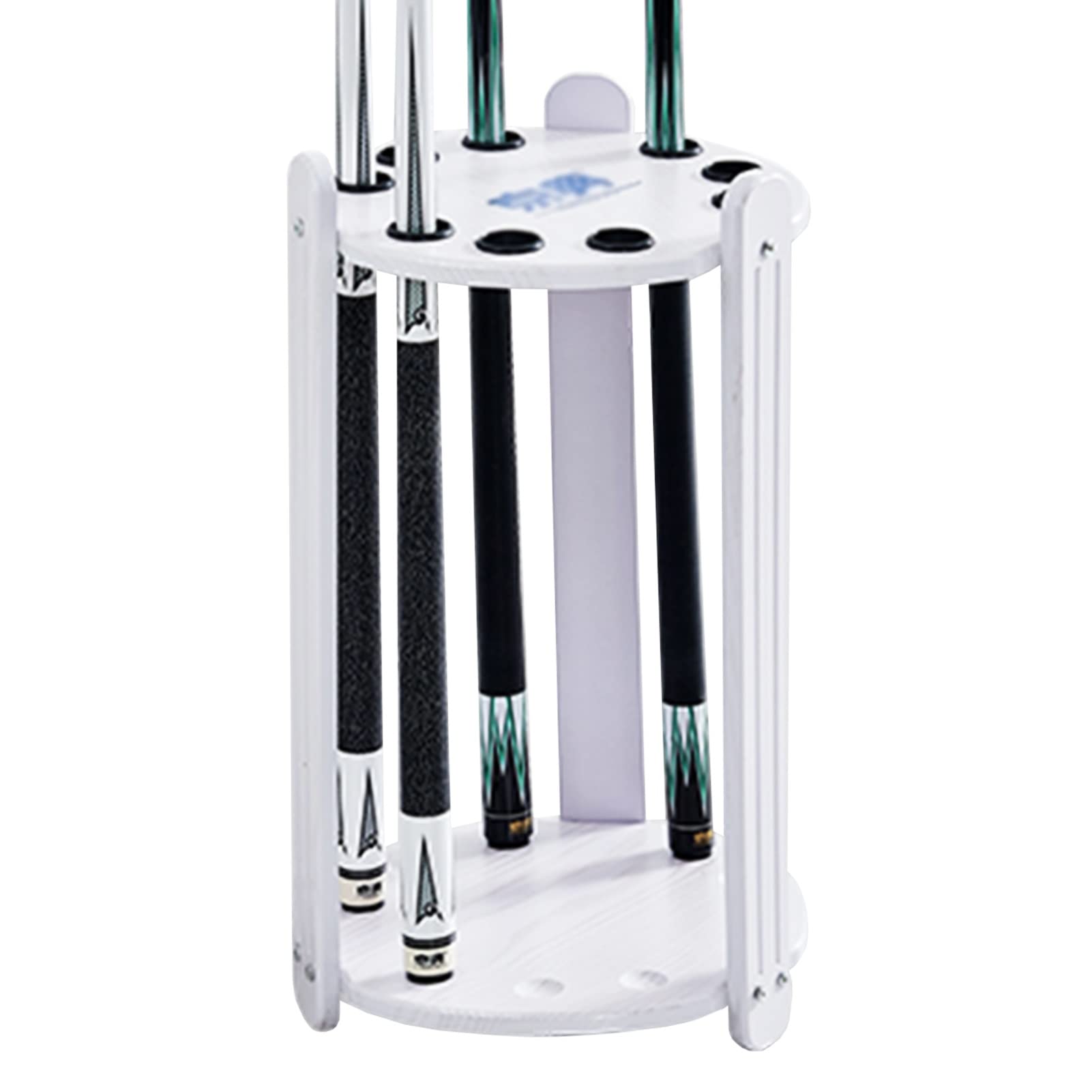 Premium 9-Hole Wooden Golf Club & Pool Cue Storage Stand - Round Putter Organizer Rack for Indoor/Outdoor Use - Easy Assembly (White) | Perfect for Home, Garage, or Clubhouse Organization