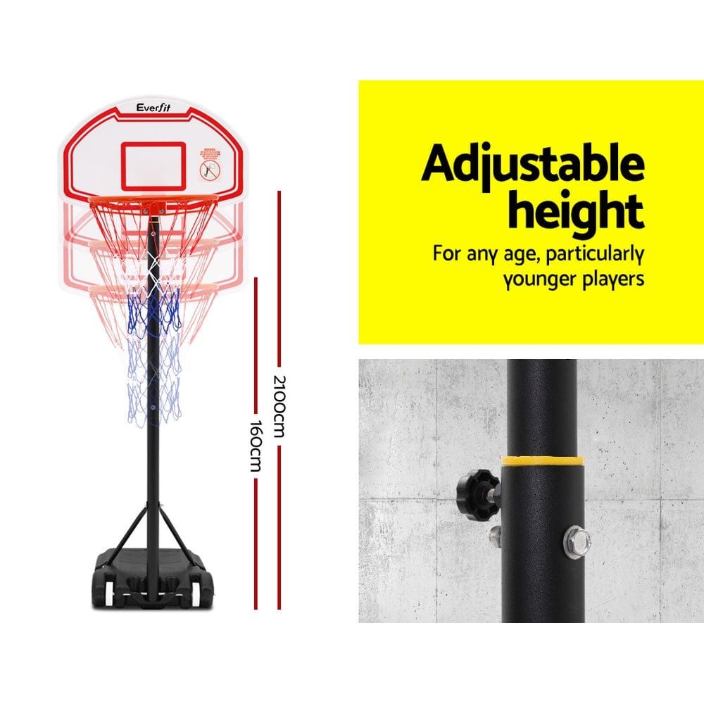 Adjustable Height Portable Basketball Hoop System with Net Ring - Perfect for Driveway, Backyard, and Outdoor Basketball Games