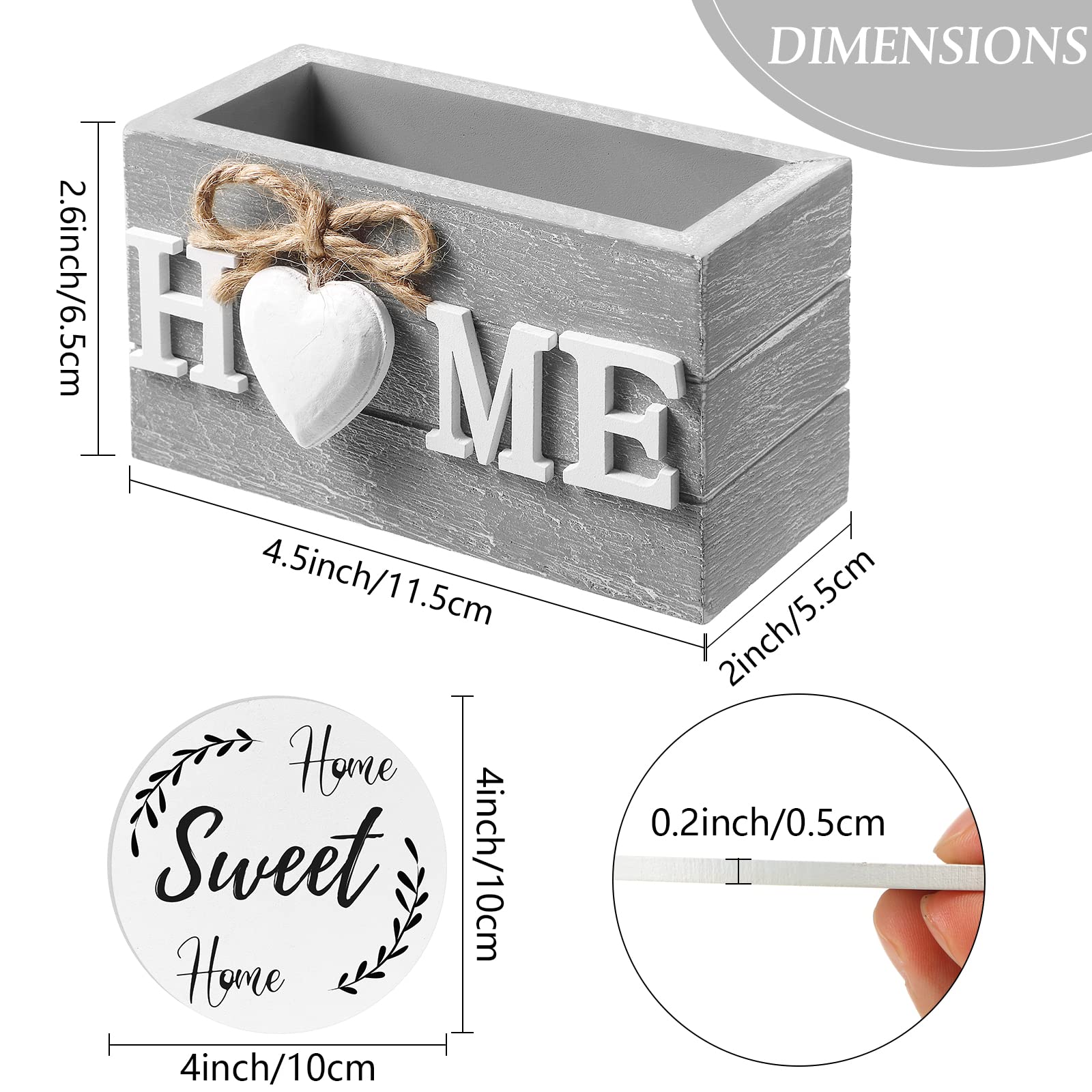 Queekay 6-Pack Wooden Heart Coasters Set with Holder - Farmhouse Style Drink Coasters for Coffee Table Protection, 4 Inch White - Perfect Housewarming Gift & Home Decor for Family, Friends, Kitchen, Living Room, and Dining Room Use