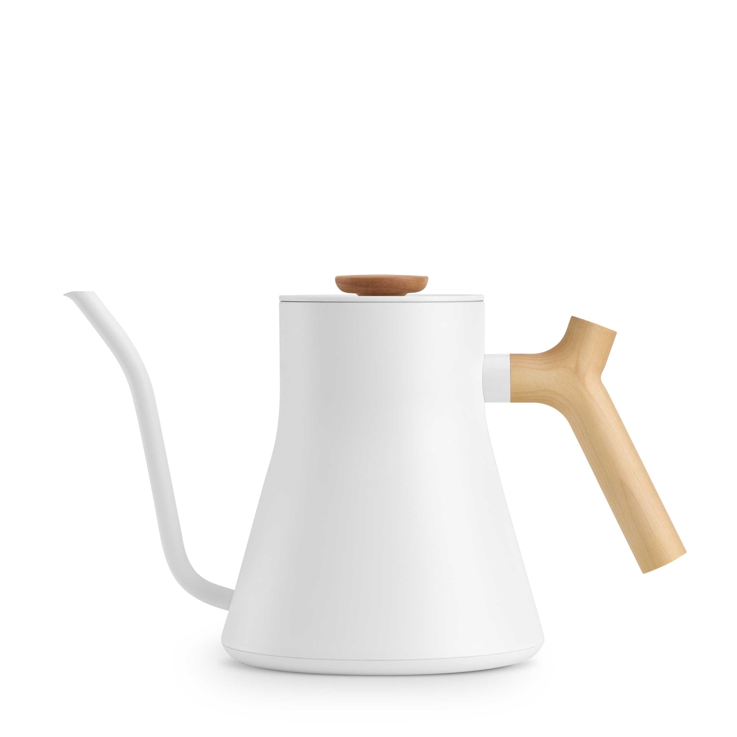 Fellow Stagg EKG Pro Electric Gooseneck Kettle - Matte White with Maple Wood Handle | Precision Pouring for Coffee, Tea & Specialty Brewing | Perfect for Home Baristas & Tea Enthusiasts