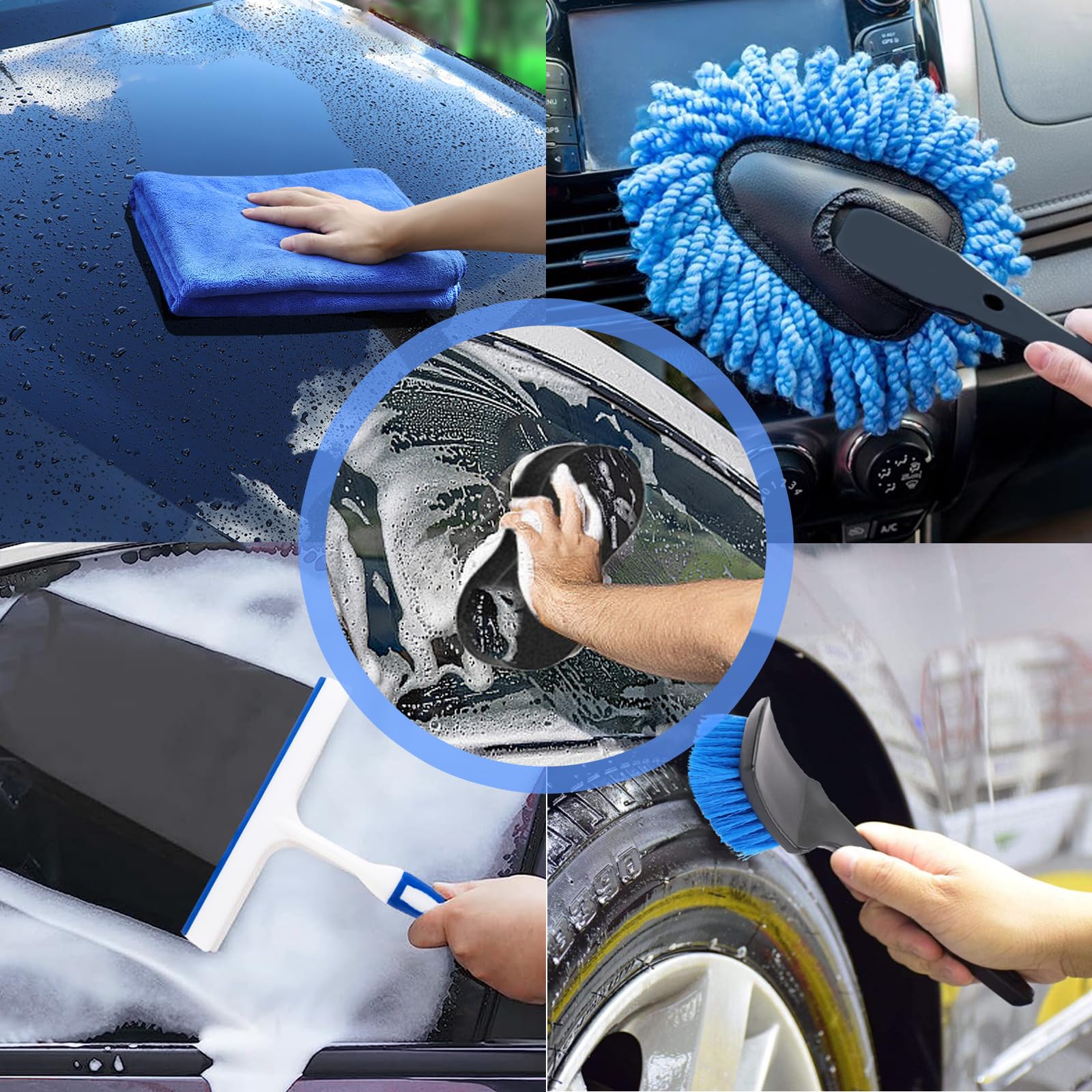 37Pcs Car Wash Detailing Kit with Foam Gun, Sprayer, Bucket, Towels, Tire Brush & Wash Mitt - Complete Auto Cleaning Tools for Professional Car Detailing & Home Vehicle Care