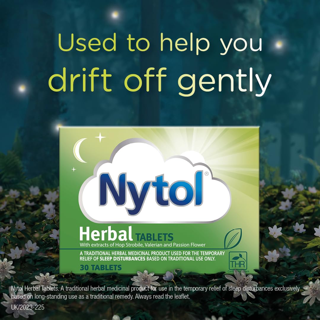 Nytol Herbal Sleep Aid Tablets - 30 Count (Pack of 1) | Natural Nighttime Sleep Support for Adults | Perfect for Travel, Stress Relief & Insomnia