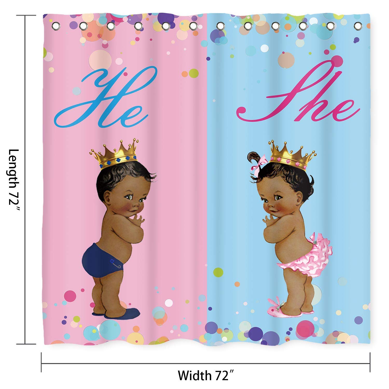 Stylish Afro Kids Shower Curtain for Nursery & Bathroom - Gender Neutral Baby Shower Gift, Twins Bathroom Accessories with Fun Design (7272) - Perfect for Gender Reveal Parties & Kids' Bathroom Decor