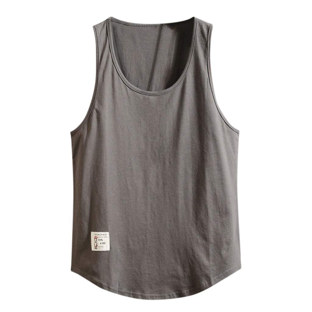 NEARTIME Men's Summer Fitness Tank Tops - Breathable Cotton Sleeveless Workout Shirts for Gym & Bodybuilding - Loose Fit Round Neck Athletic Vest for Running, Yoga & Outdoor Sports